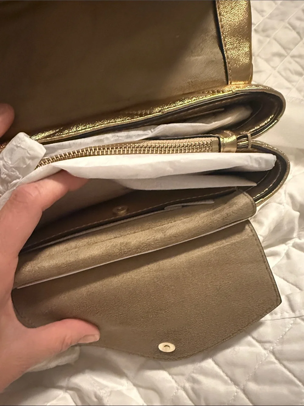 Michael Kors Metallic Gold Quilted Crossbody Bag